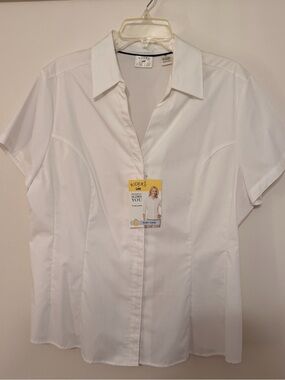 Riders by Lee White Short-Sleeve Button Front Dress Shirt
